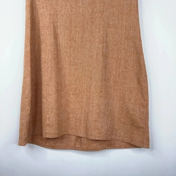 Lykke Wullf Fig Dress Pecan Linen Cotton Mini Dress Square Neck Neutral Medium - Picture 4 of 12